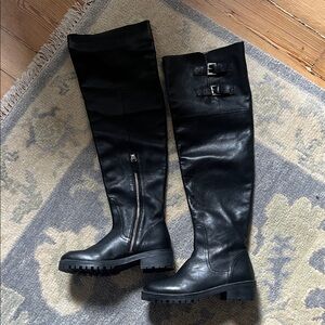 zara over the knee leather boots